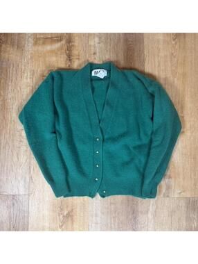 Green Knit Cardigan with Pearl Buttons – S